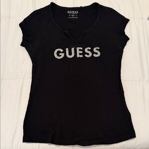 GUESS Black Top with rhinestone Logo
